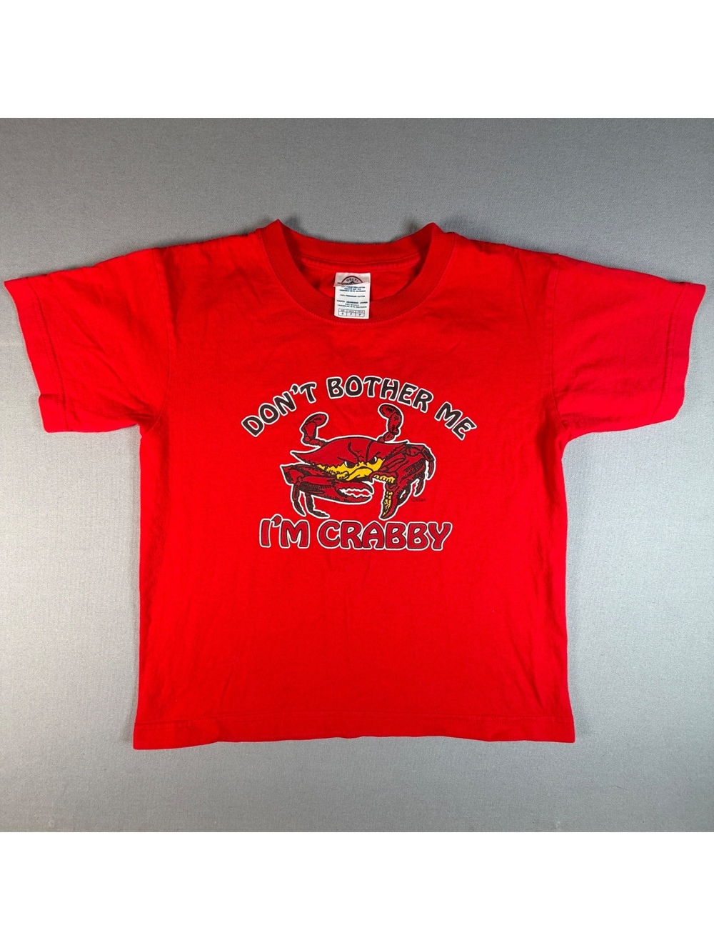 VTG Delta Crab Youth S Red Dont Bother Me Im Crabby Funny Graphic Tee 16.5x20